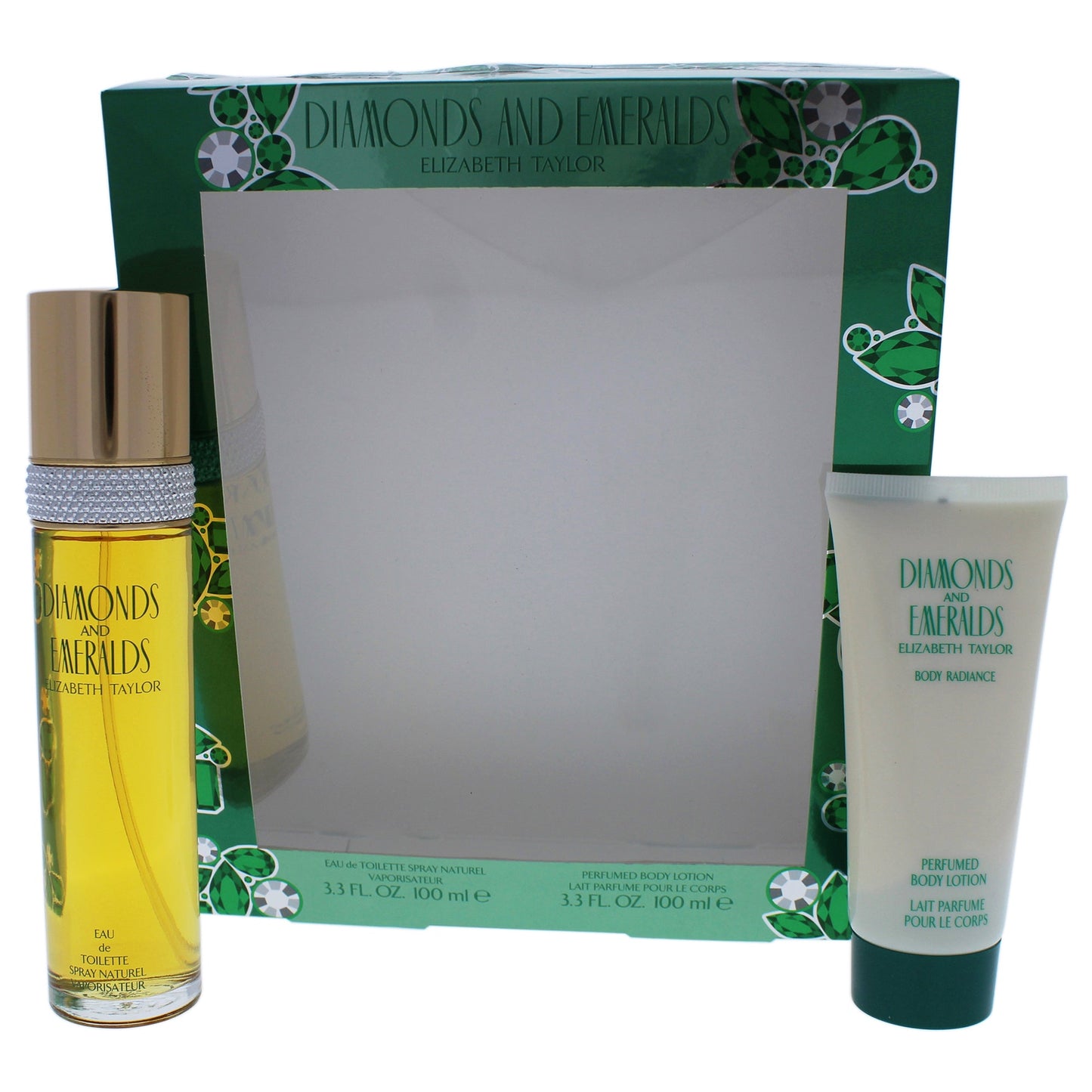Diamonds and Emeralds by Elizabeth Taylor for Women 2 pc Gift Set 3.4 oz EDT Spray and 3.4 oz Body Lotion
