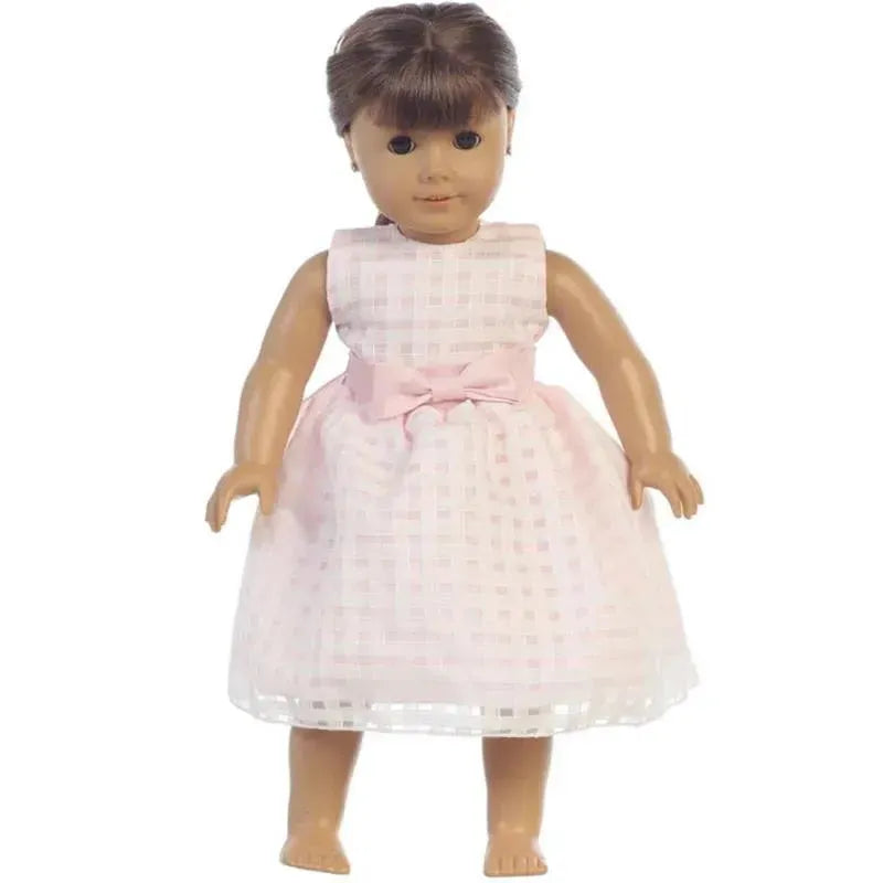Lito - Baby Dolls Organza Dress With Burnout Squares, Light Pink