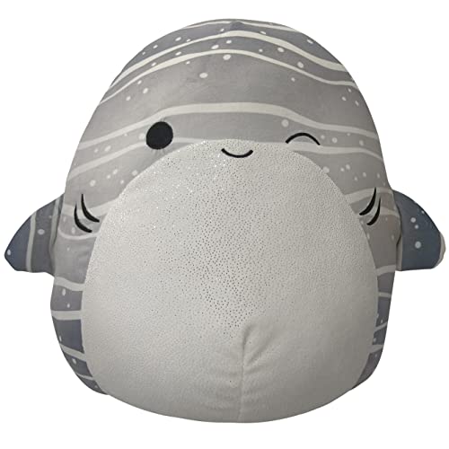 New Squishmallows Original 14 Inch Sachie Grey Striped Whale Shark with White Belly