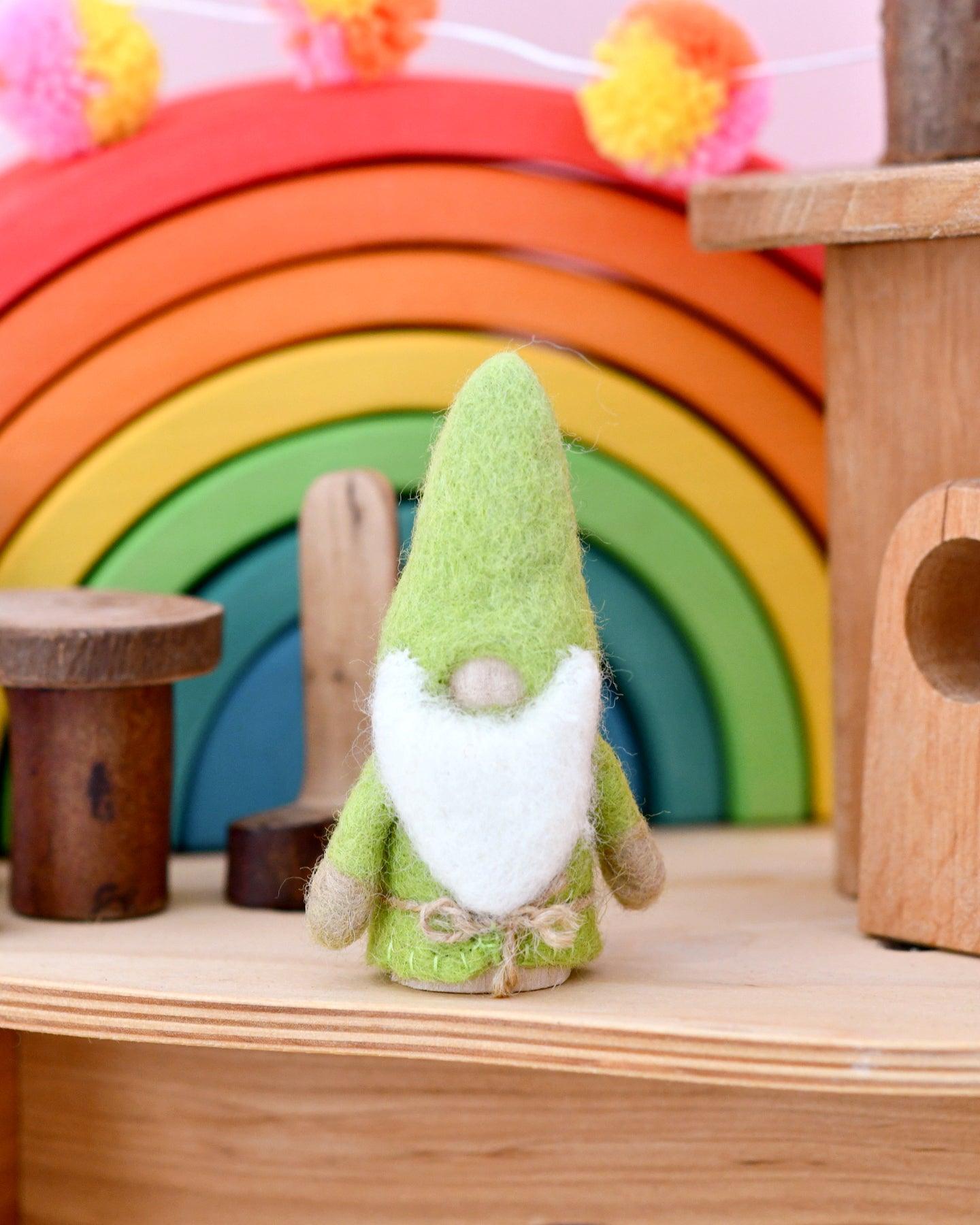Lime Green Felt Gnome Peg Doll