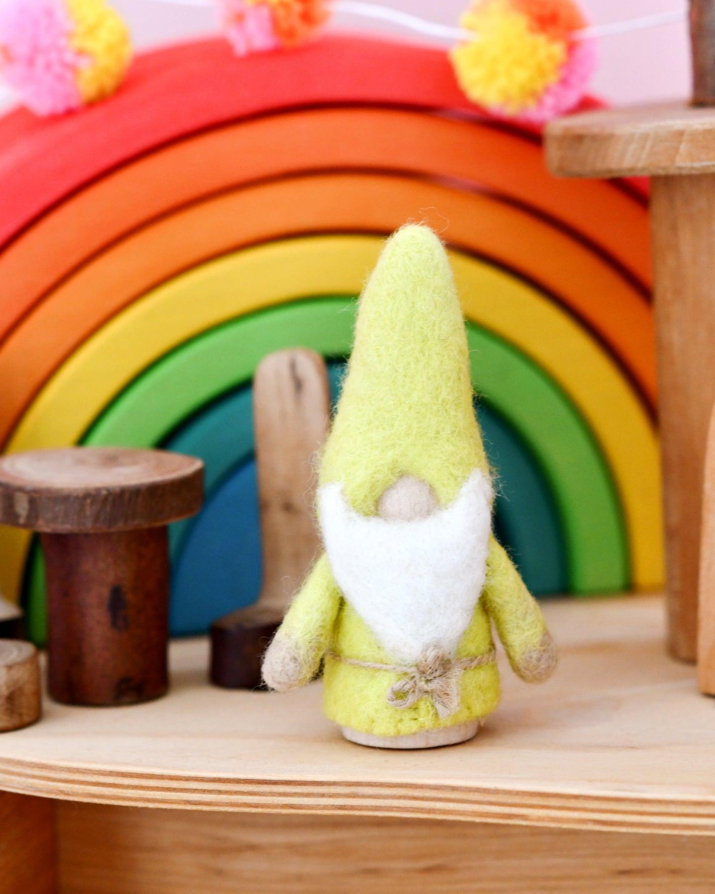 Lemon Yellow Felt Gnome Peg Doll