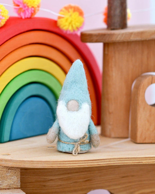 Pastel Blue Felt Gnome Peg Doll