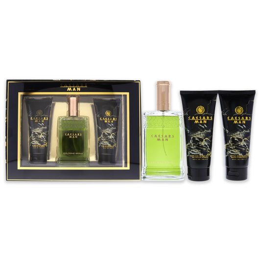 Caesars by Caesars for Men 3 Pc Gift Set 4oz Cologne Spray, 3.3oz Hair And Body Wash, 3.3oz After Shave Balm