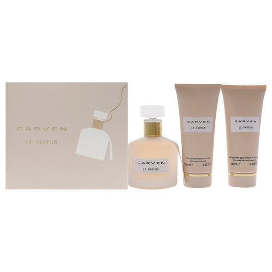 Le Parfum by Carven for Women - 3 Pc Gift Set 3.33oz EDP Spray, 3.33oz Perfumed Body Milk, 3.33oz Perfumed Bath and Shower Gel