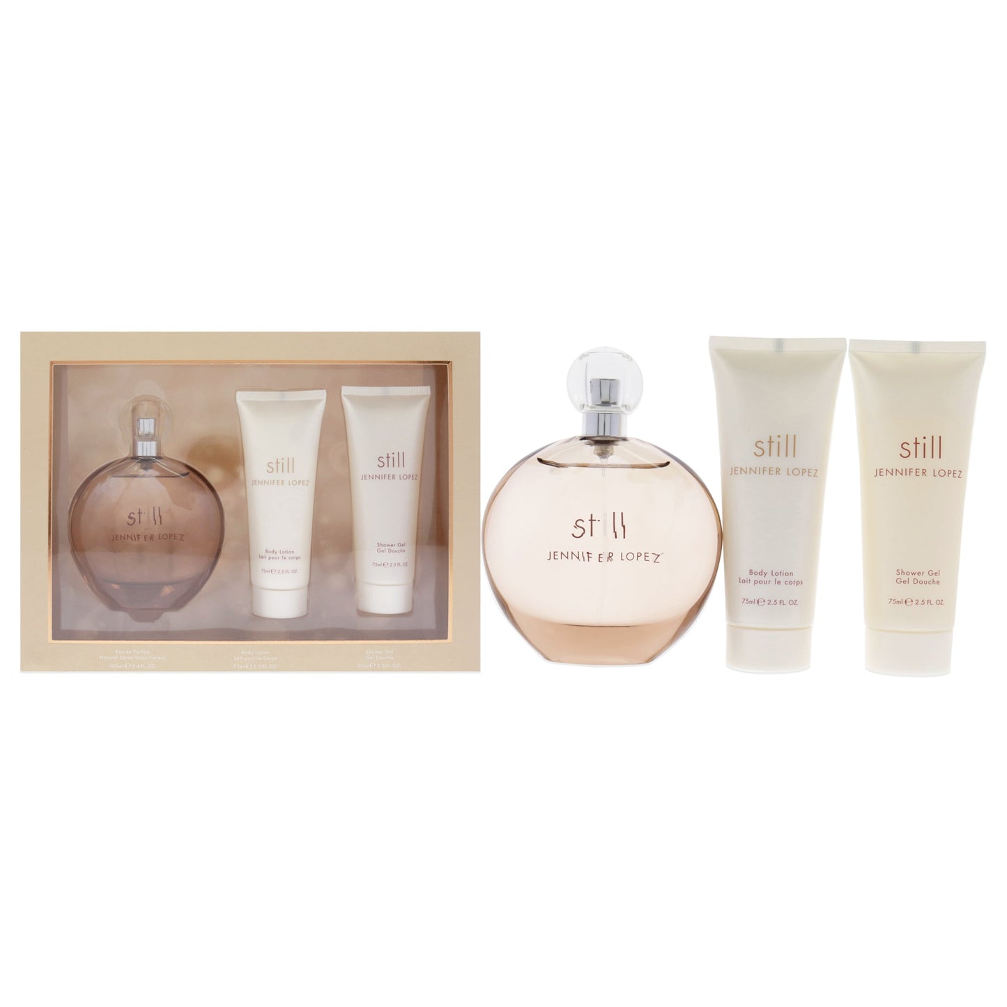 Still by Jennifer Lopez for Women 3 Pc Gift Set 3.4oz EDP Spray, 2.5oz Body Lotion, 2.5oz Shower Gel