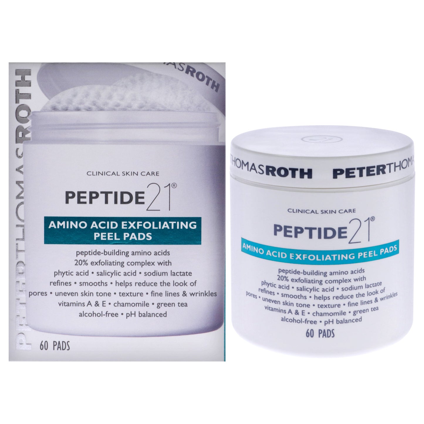 Peptide 21 Amino Acid Exfoliating Peel Pads by Peter Thomas Roth for Unisex - 60 Count Pads