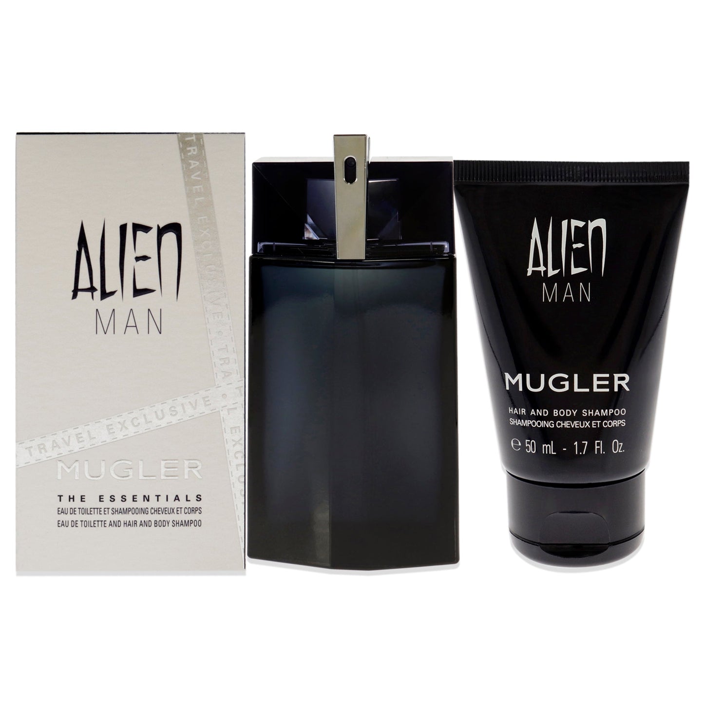 Alien Man by Thierry Mugler for Men 2 Pc Gift Set 3.4 oz EDT Spray, 1.7oz Hair and Body Shampoo