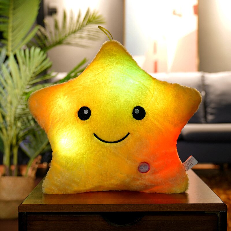 LED Luminous Five-Pointed Star Plush Cushion
