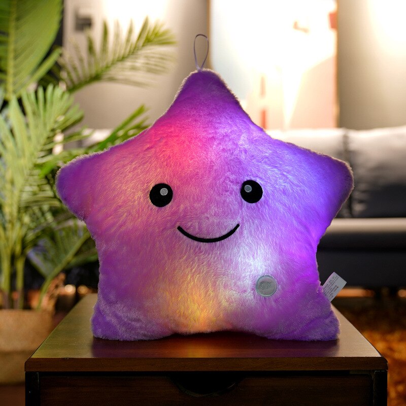 LED Luminous Five-Pointed Star Plush Cushion