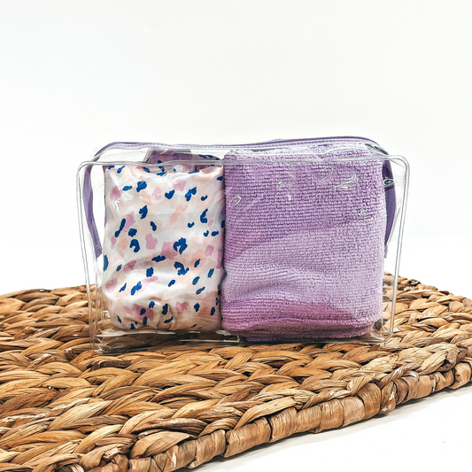 Shower Cap and Hair Turban in Pink and Purple