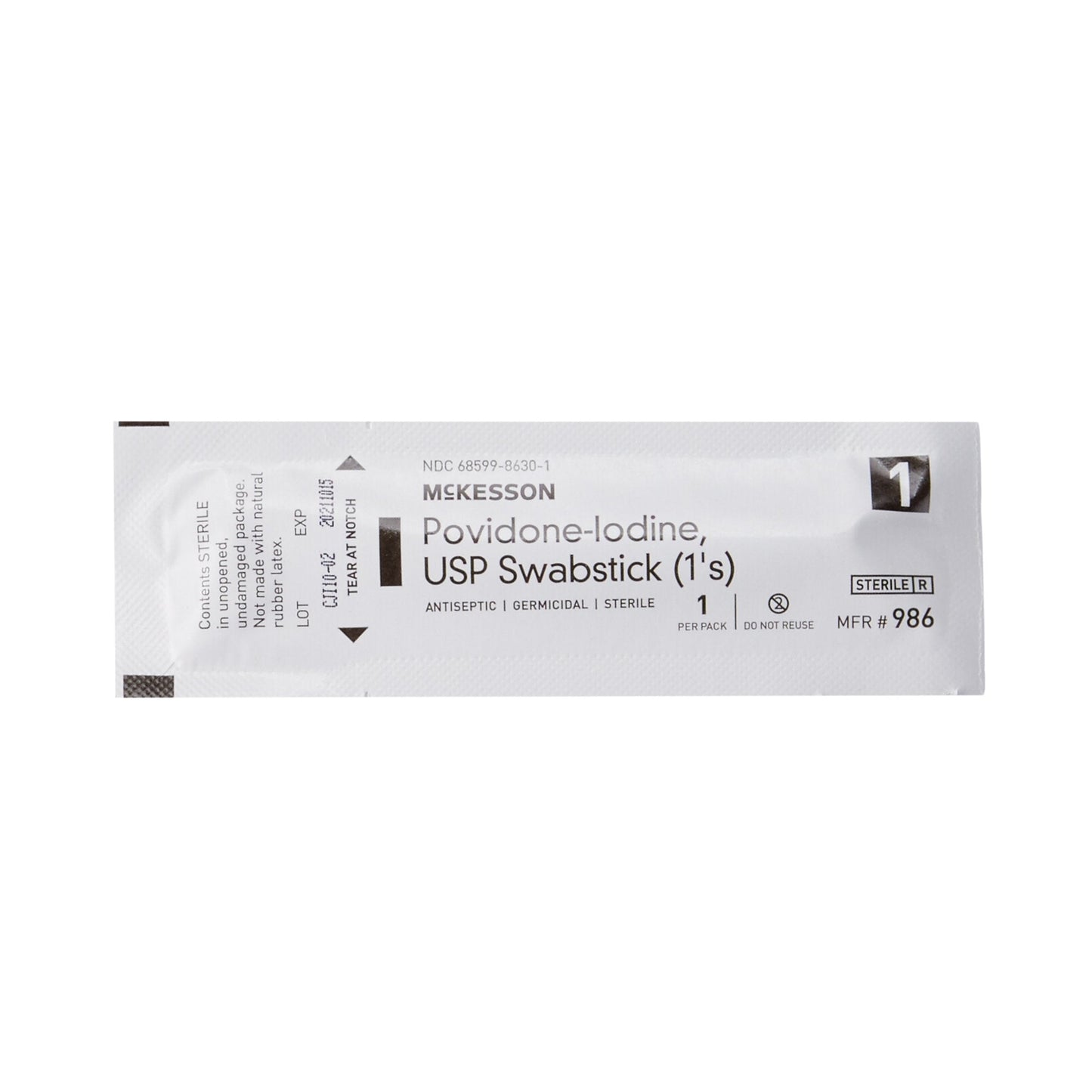 McKesson Impregnated Swabstick, 10% Strength, Povidone Iodine, Individual Packet