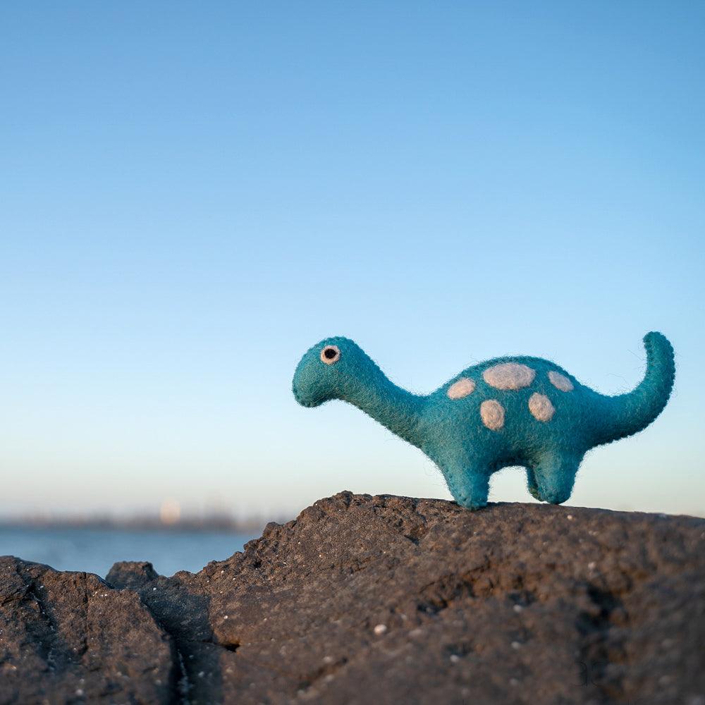 Felt Dinosaur Toy - Blue Spots