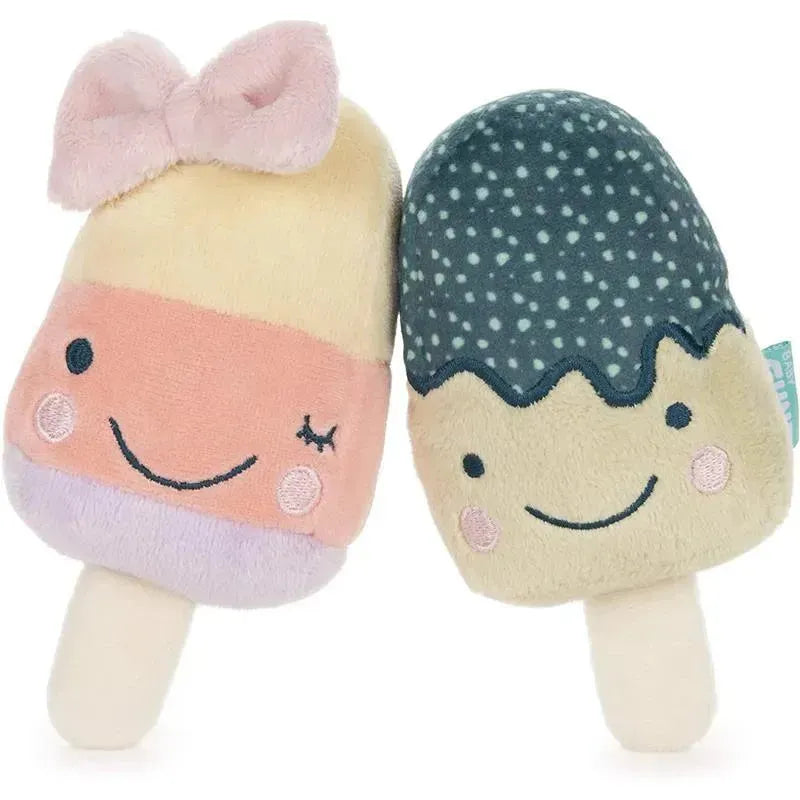 Gund Sweet Shakers Popsicle Ice Cream Plush Rattle Set Of 2, 6.5 In
