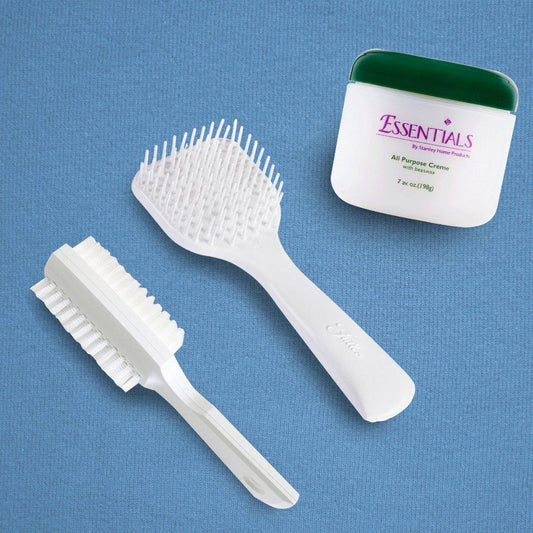 Self Care and Grooming Gift Set - Includes Scalp Massage & Shampoo Brush, Hand n Nail Brush and Essentials All Purpose Cream